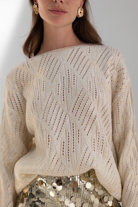 Grossista Elina Studio - Maglione in maglia metallizzata