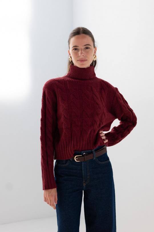 Grossista Elina Studio - Maglione a collo alto lavorato a maglia