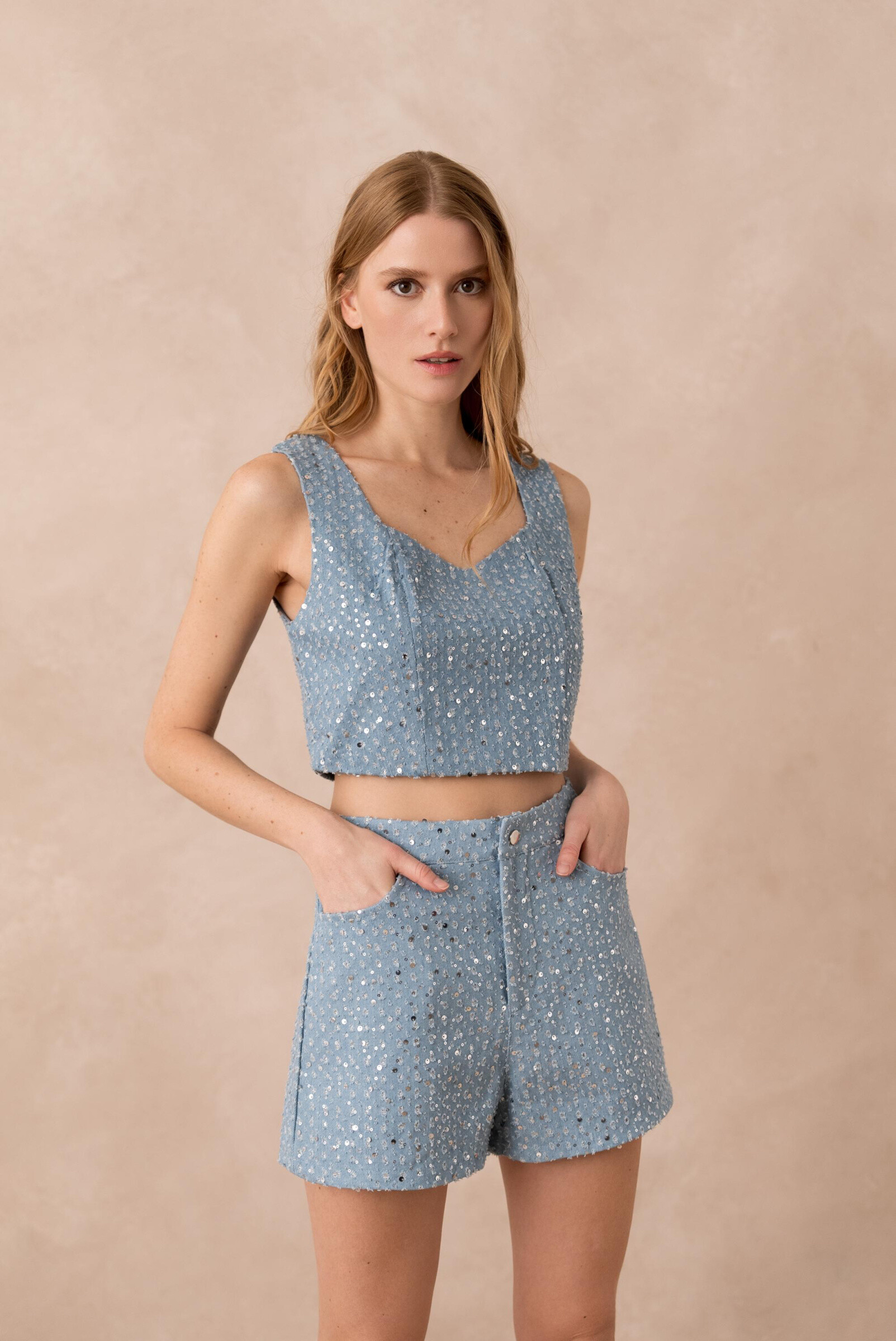 Wholesaler Elina Studio - Johnan tank top in Sequin