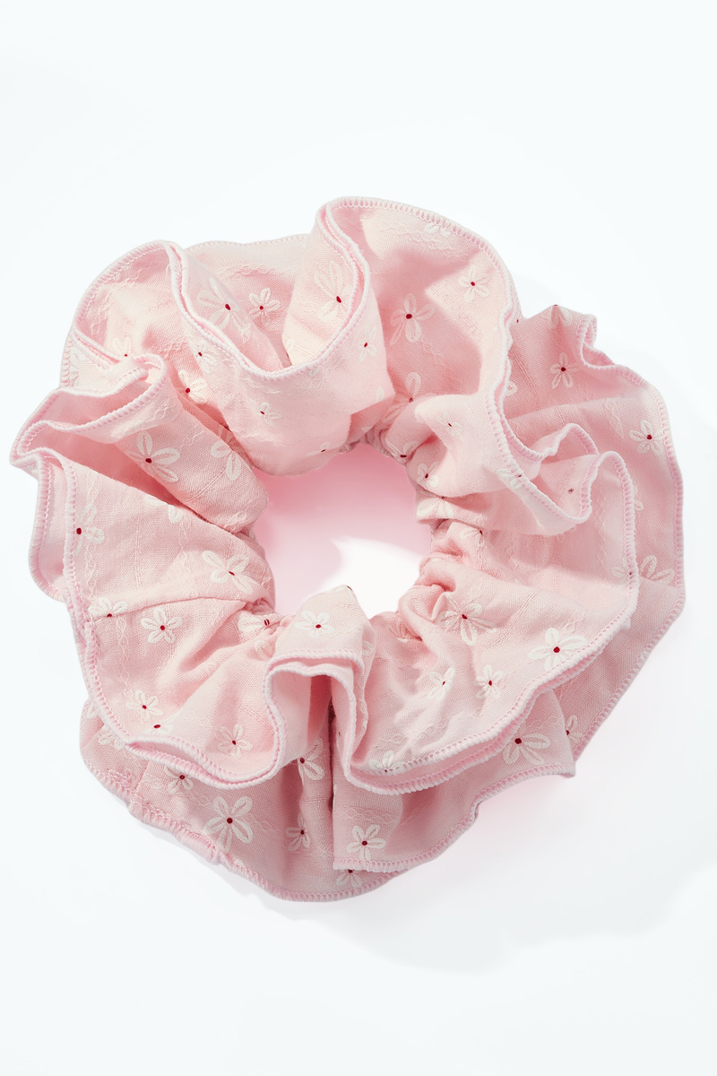 Wholesaler ÉLINE L'ATELIER - Ruffled Scrunchie with Small Flowers