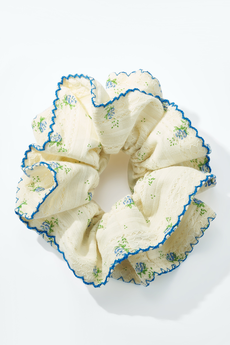 Grossista ÉLINE L'ATELIER - Scrunchie con volant e fiori blu
