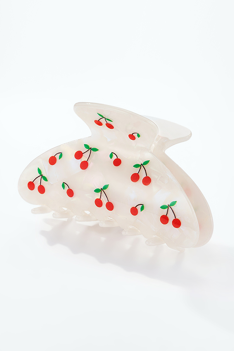 Grossiste ÉLINE L'ATELIER - Pince à cheveux imprimée petites cerises 9 cm