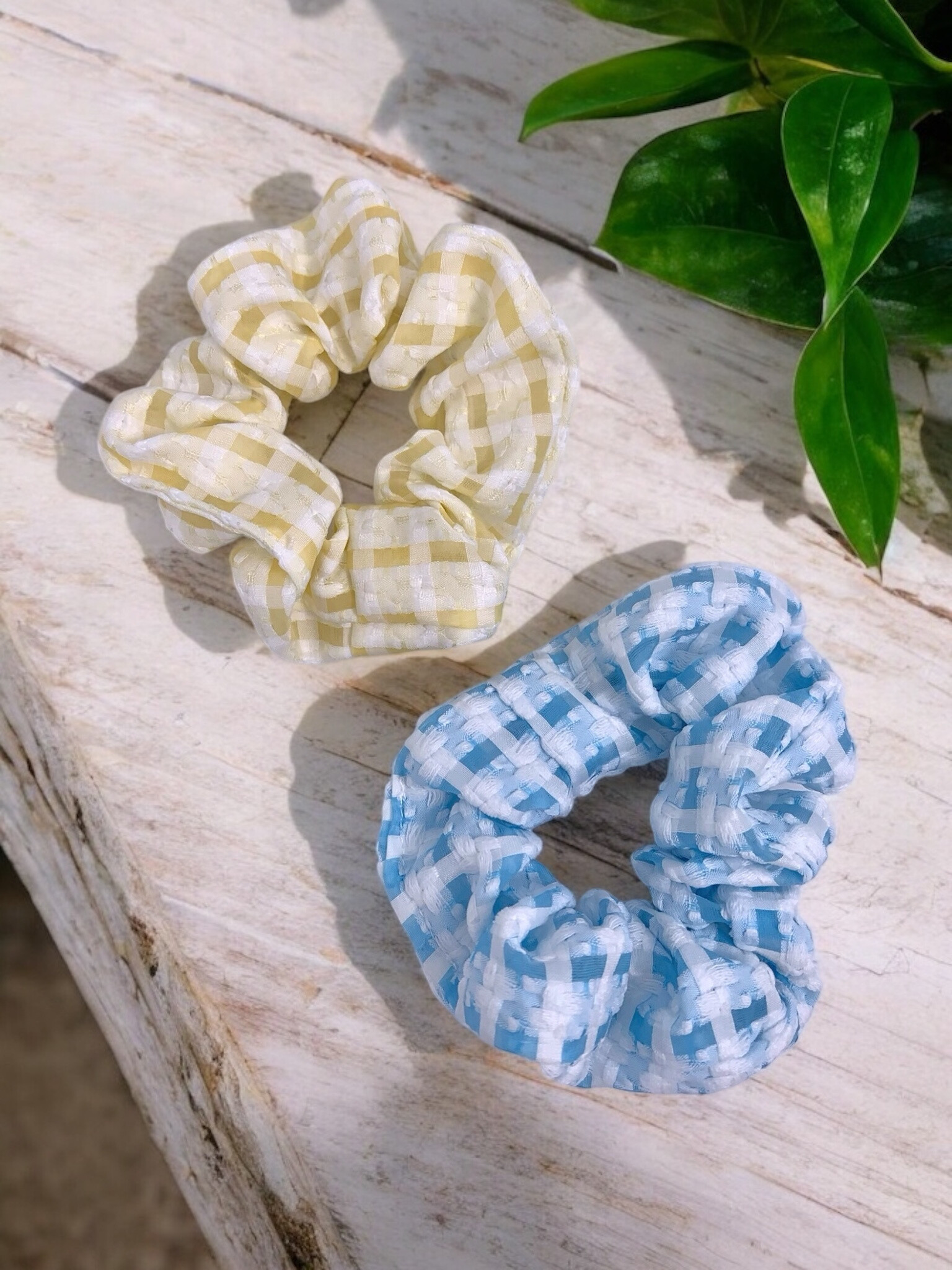 Grossiste ÉLINE L'ATELIER - Chouchou élastique tissu vichy texturé