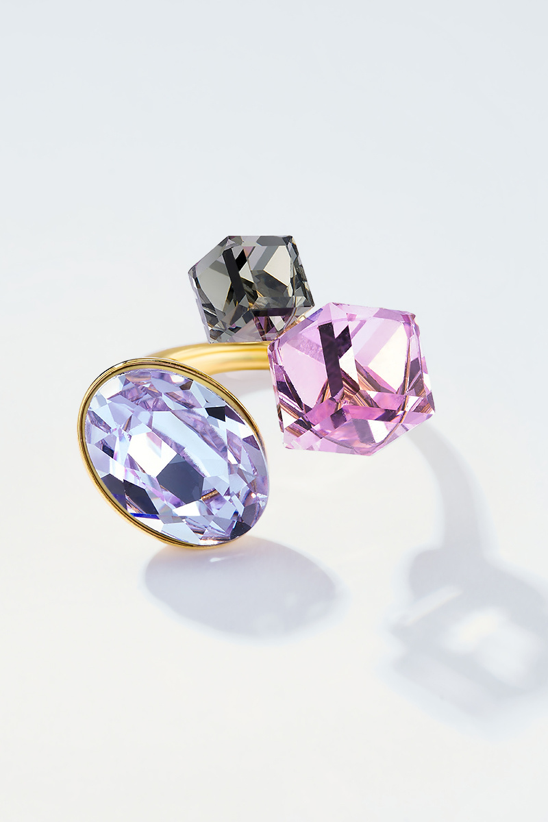 Mayorista ÉLINE L'ATELIER - Anillo de acero inoxidable con tres cristales de colores