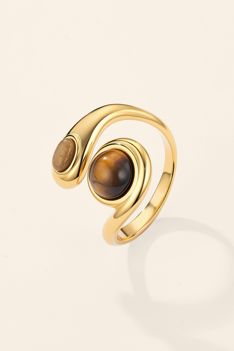 Wholesaler ÉLINE L'ATELIER - Stainless steel double tiger's eye ring
