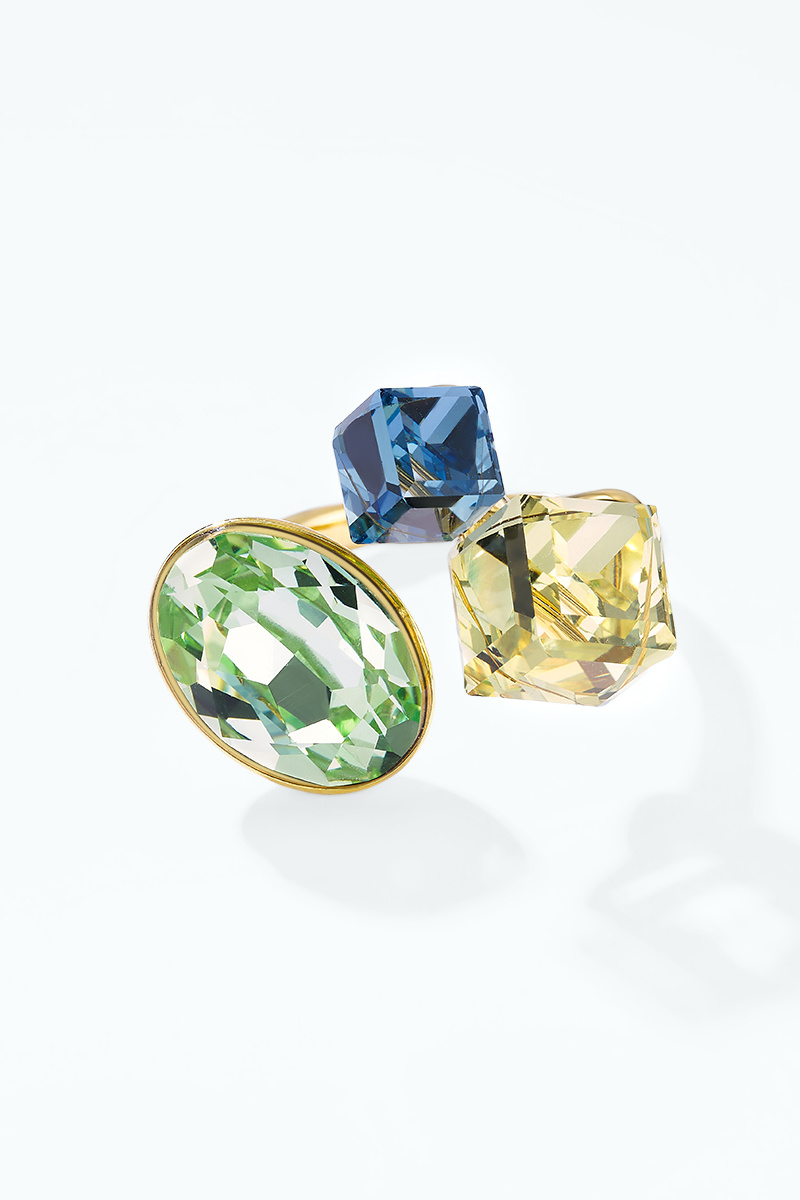 Mayorista ÉLINE L'ATELIER - Anillo de acero inoxidable con tres cristales de colores