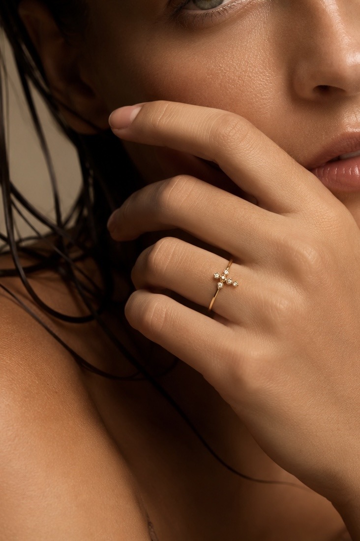 Grossiste ÉLINE L'ATELIER - Bague minimaliste croix sertie