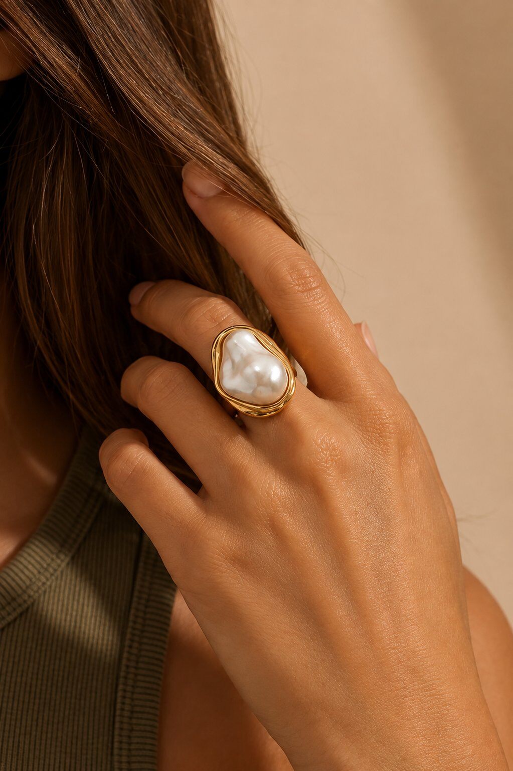 Grossiste ÉLINE L'ATELIER - Bague perle blanche en acier inoxydable