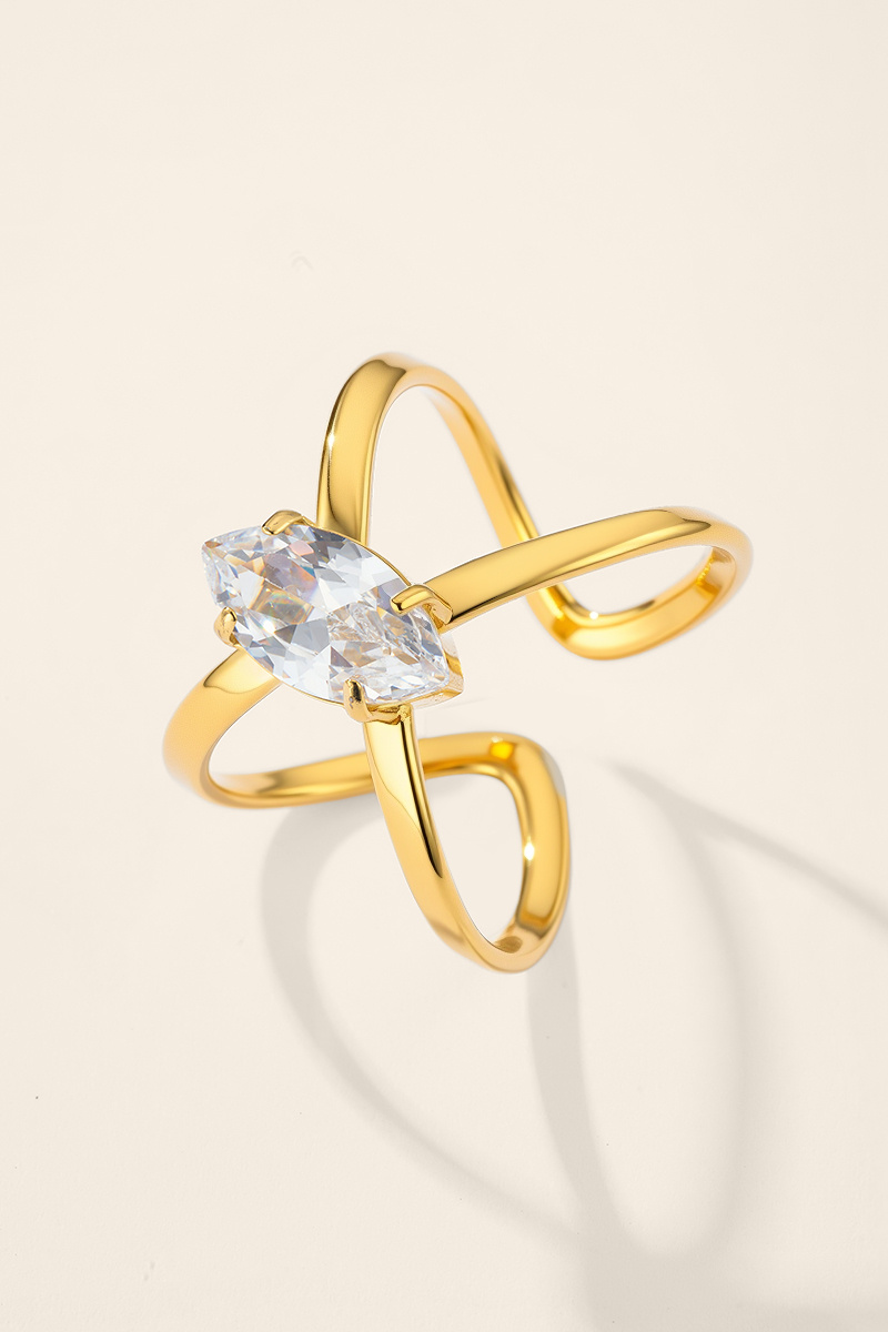 Grossiste ÉLINE L'ATELIER - Bague solitaire zircon marquise en acier inoxydable