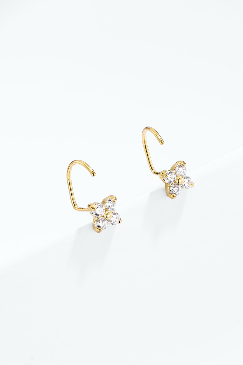 Grossiste ÉLINE L'ATELIER - Boucles d'oreilles fleur à cristaux en acier inoxydable