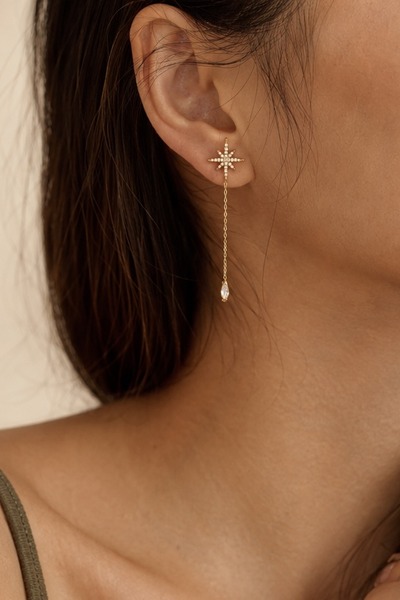Mayorista ÉLINE L'ATELIER - Pendientes colgantes de estrella de acero inoxidable Mayorista ÉLINE L'ATELIER - Pendientes colgantes de estrella de acero inoxidable