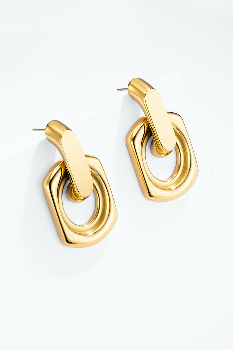 Grossiste ÉLINE L'ATELIER - Boucles d'oreilles pendantes géométriques en acier inoxydable