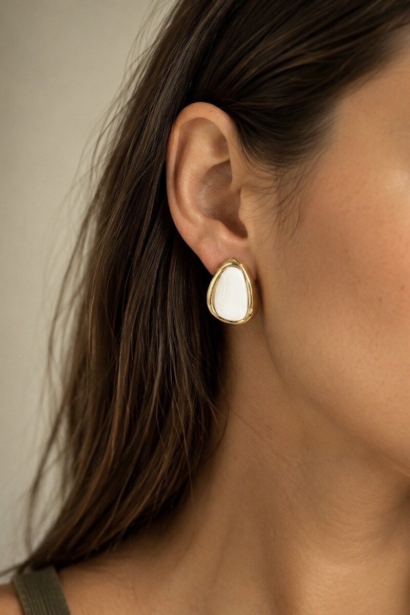 Wholesaler ÉLINE L'ATELIER - White stainless steel heart drop earrings