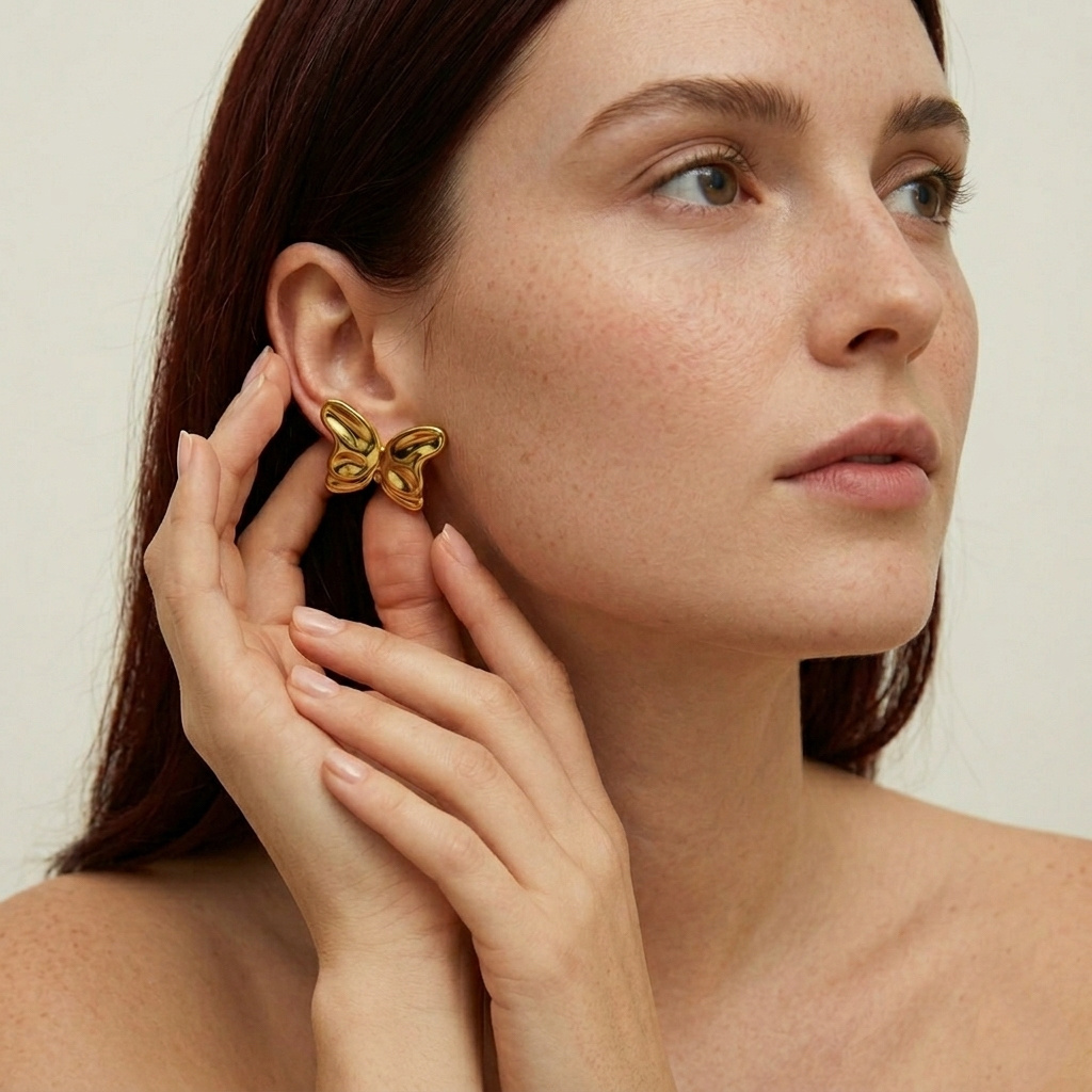 Wholesaler ÉLINE L'ATELIER - Stainless steel butterfly earrings