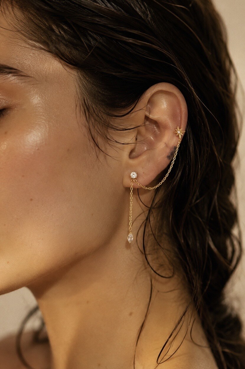 Grossiste ÉLINE L'ATELIER - Boucles d'oreilles doubles étoile en acier inoxydable