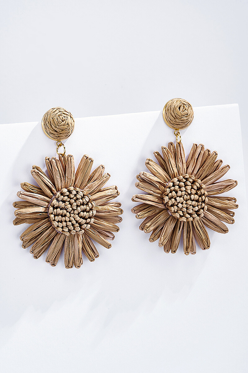 Grossiste ÉLINE L'ATELIER - Boucles d'oreilles en paille avec pointe en acier inoxydable