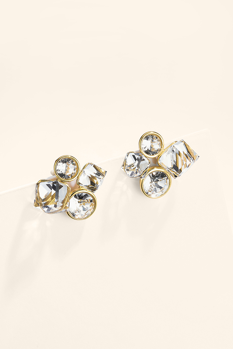Wholesaler ÉLINE L'ATELIER - Geometric zirconia stainless steel earrings