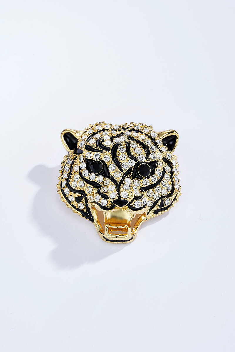 Wholesaler ÉLINE L'ATELIER - Tiger head brooch with rhinestones