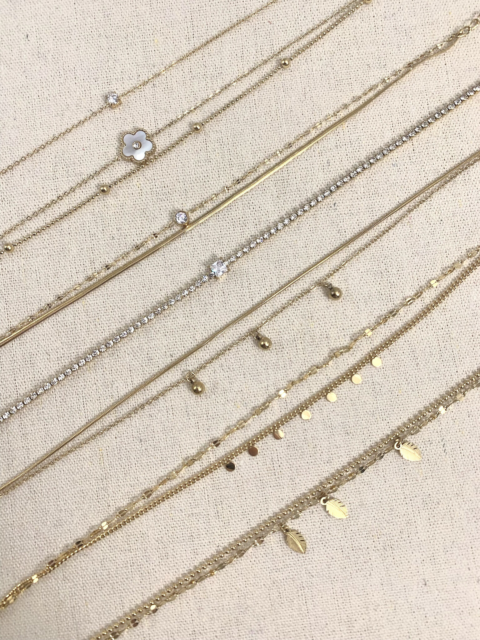 Wholesaler ÉLINE L'ATELIER - Set of 7 stainless steel anklets without display