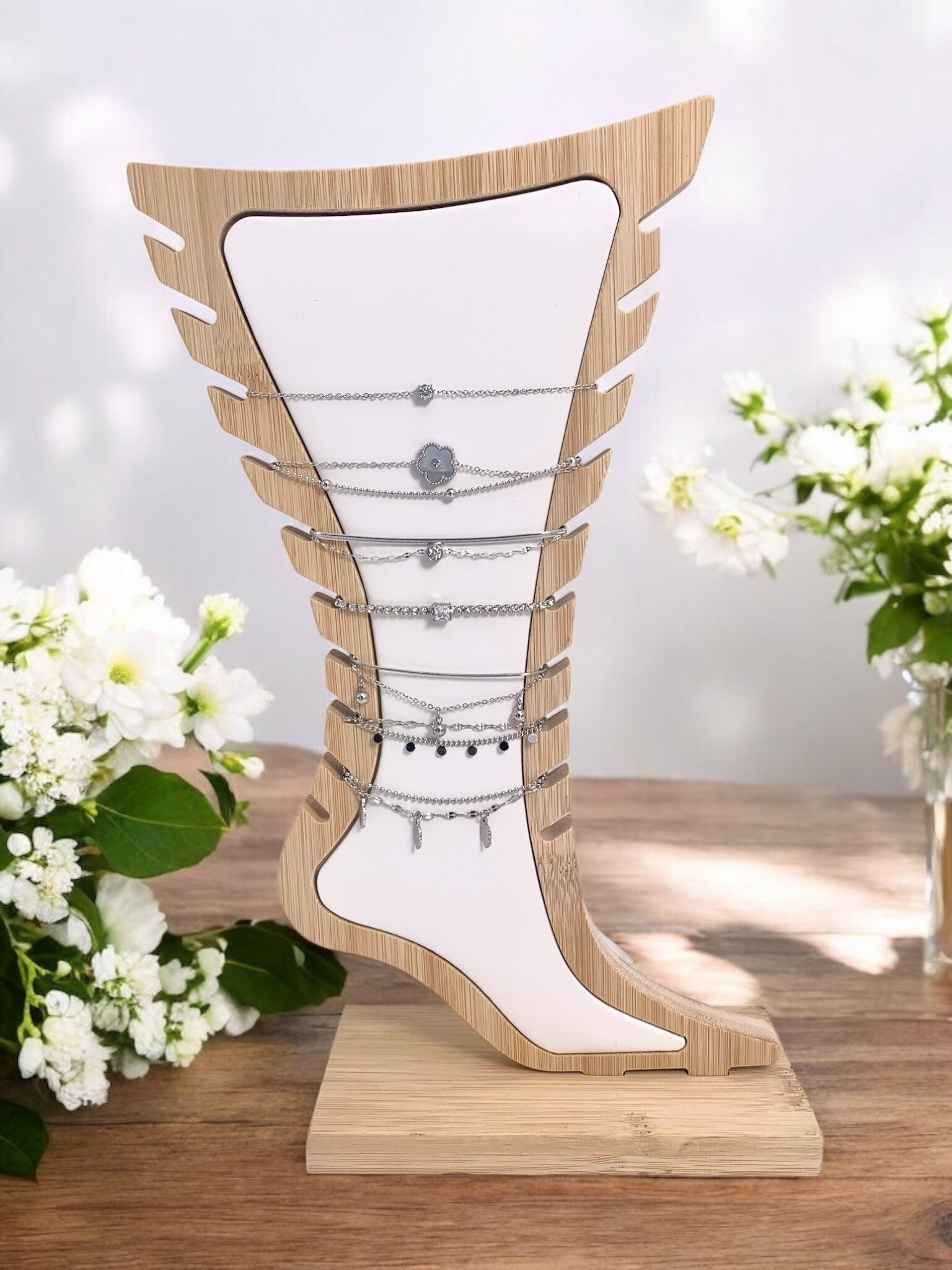 Wholesaler ÉLINE L'ATELIER - Set of 7 stainless steel anklets without display