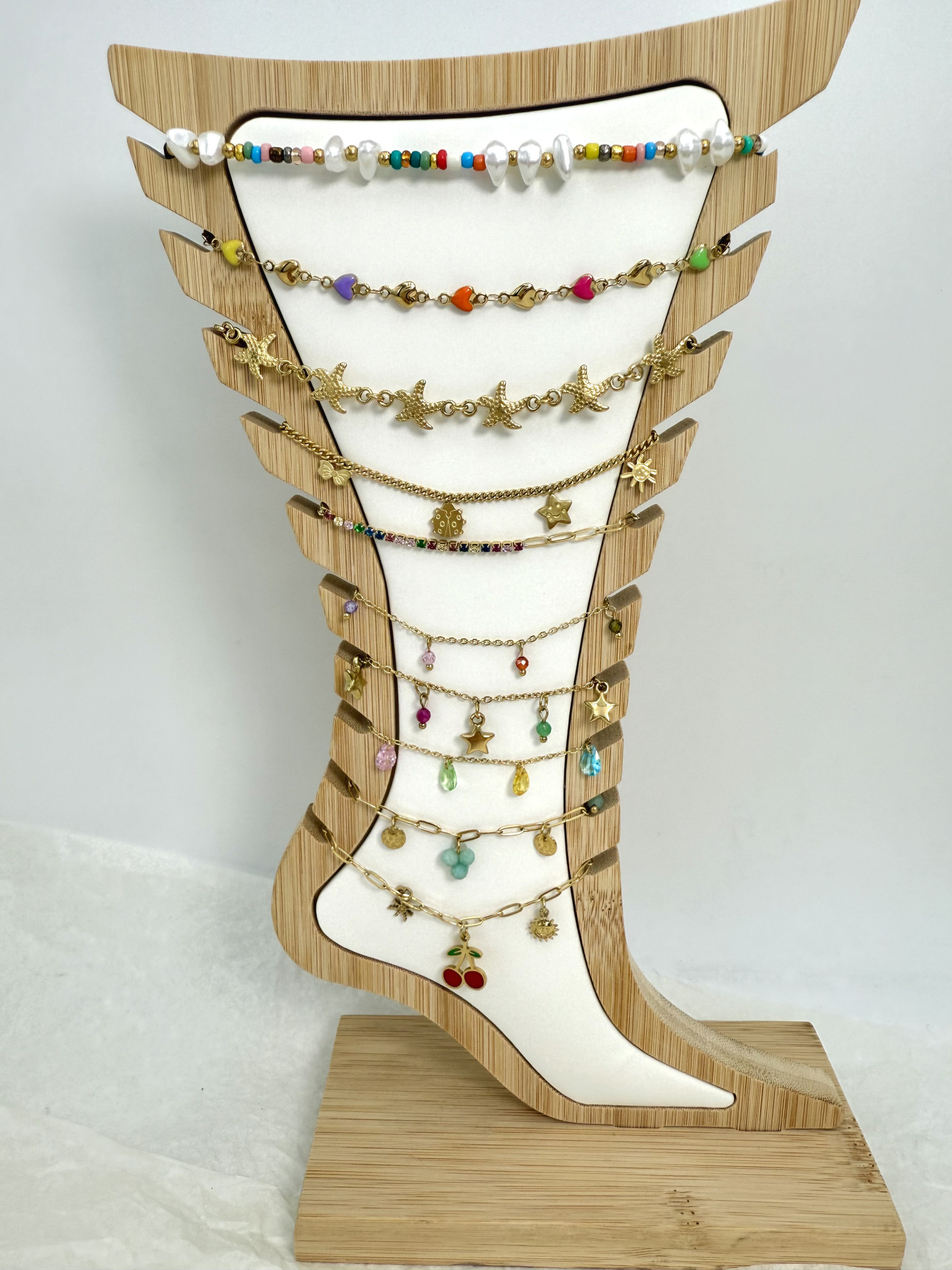 Großhändler ÉLINE L'ATELIER - Set mit 10 Edelstahl-Fußkettchen ohne Displayständer