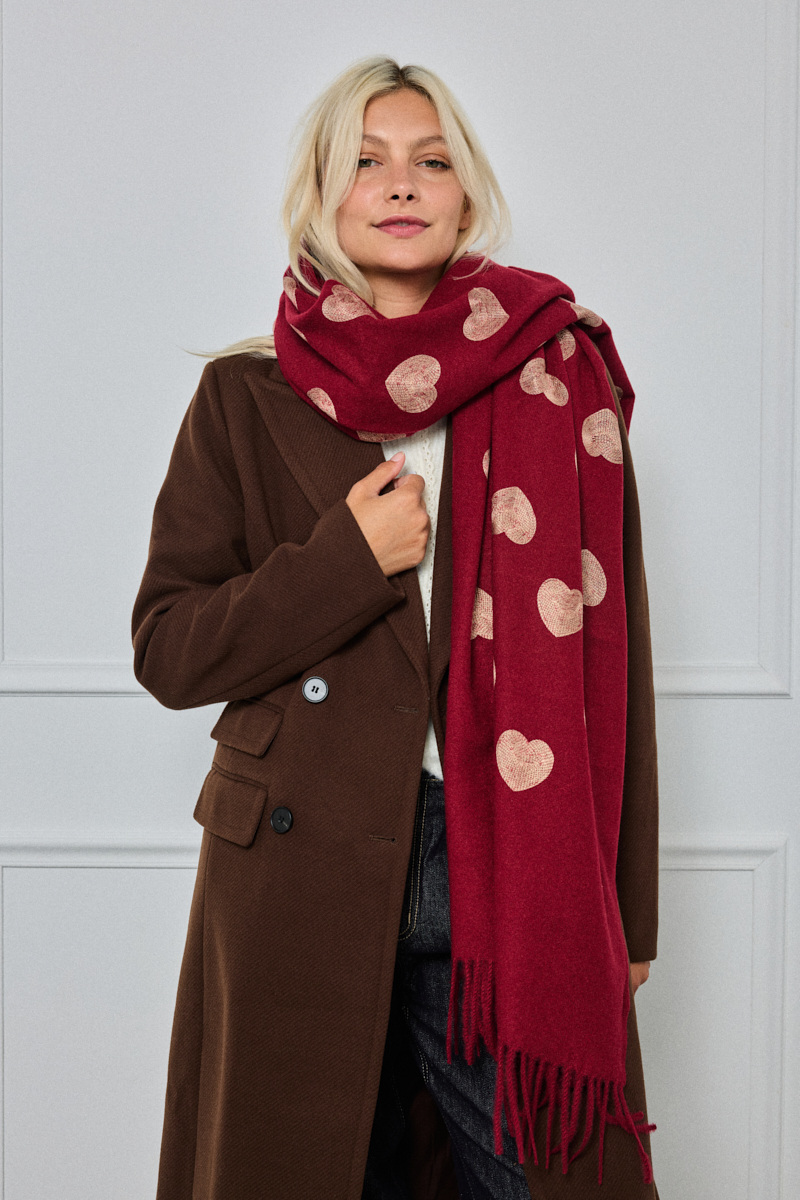 Grossiste ÉLINE L'ATELIER - Écharpe en laine motif cœur