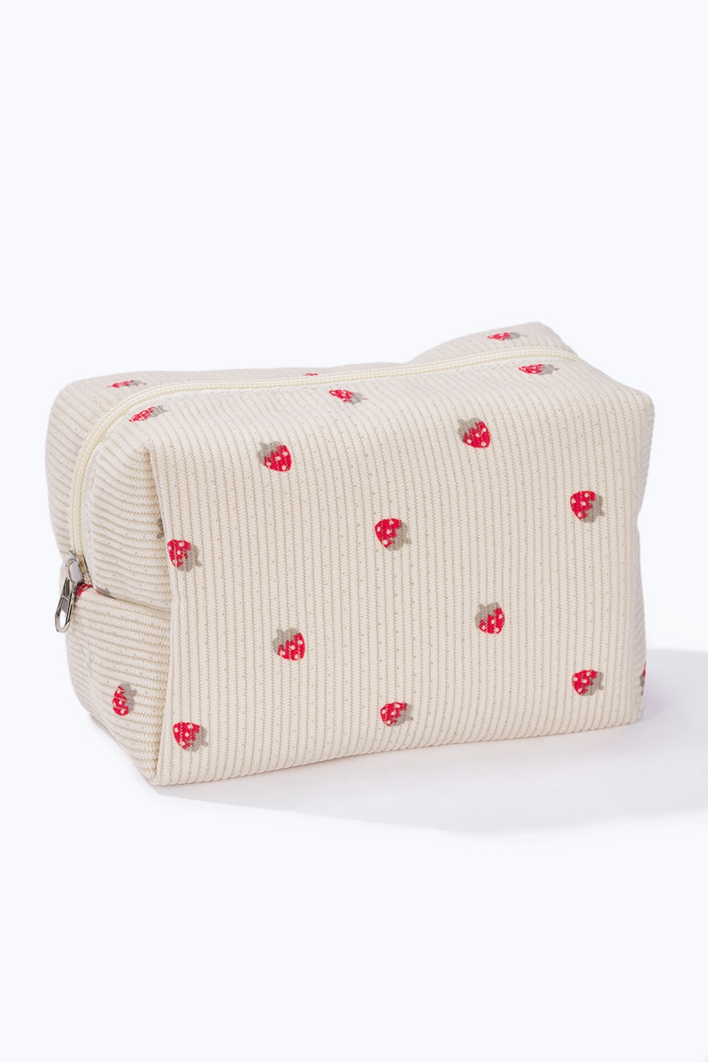 Mayorista ÉLINE L'ATELIER - Neceser de Terciopelo Acanalado con Motivo Fresas