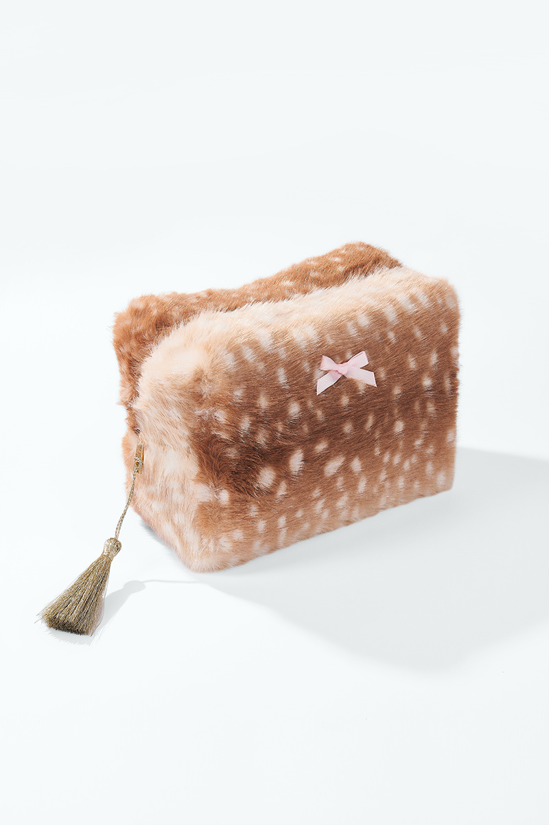 Wholesaler ÉLINE L'ATELIER - Faux Fur Deer Print Pouch 17x11x10 cm