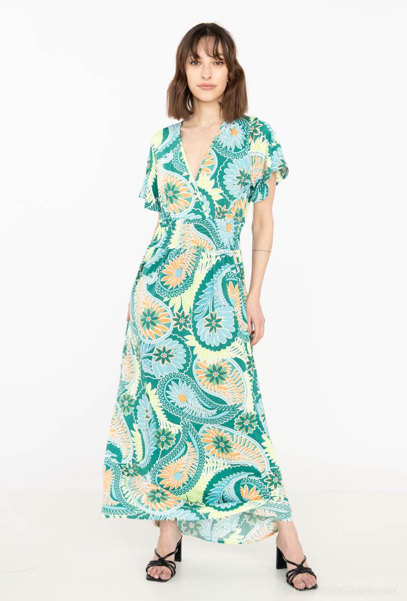Grossiste Elissa - Robe magique maxi imprimé avec petites manches