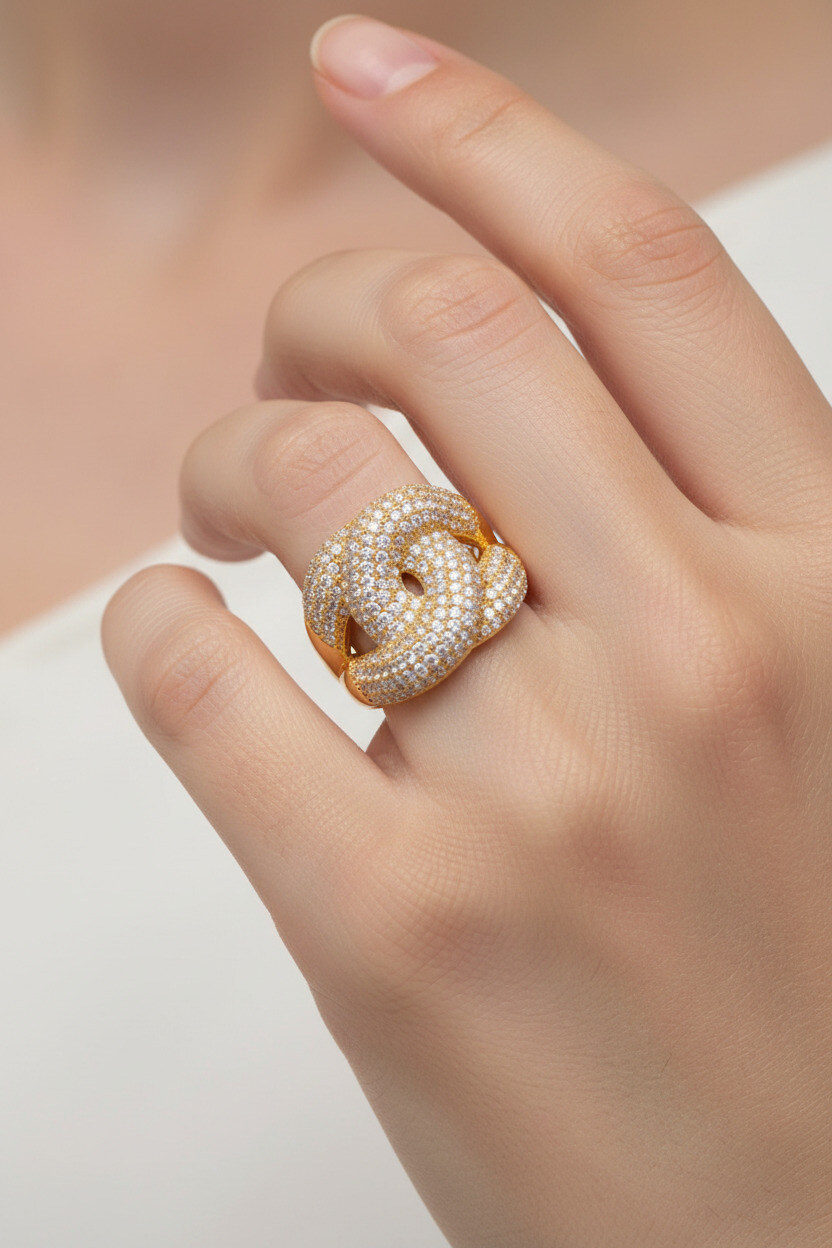 Mayorista Ella Ella - Anillo Ajustable de Strass en Acero Inoxidable