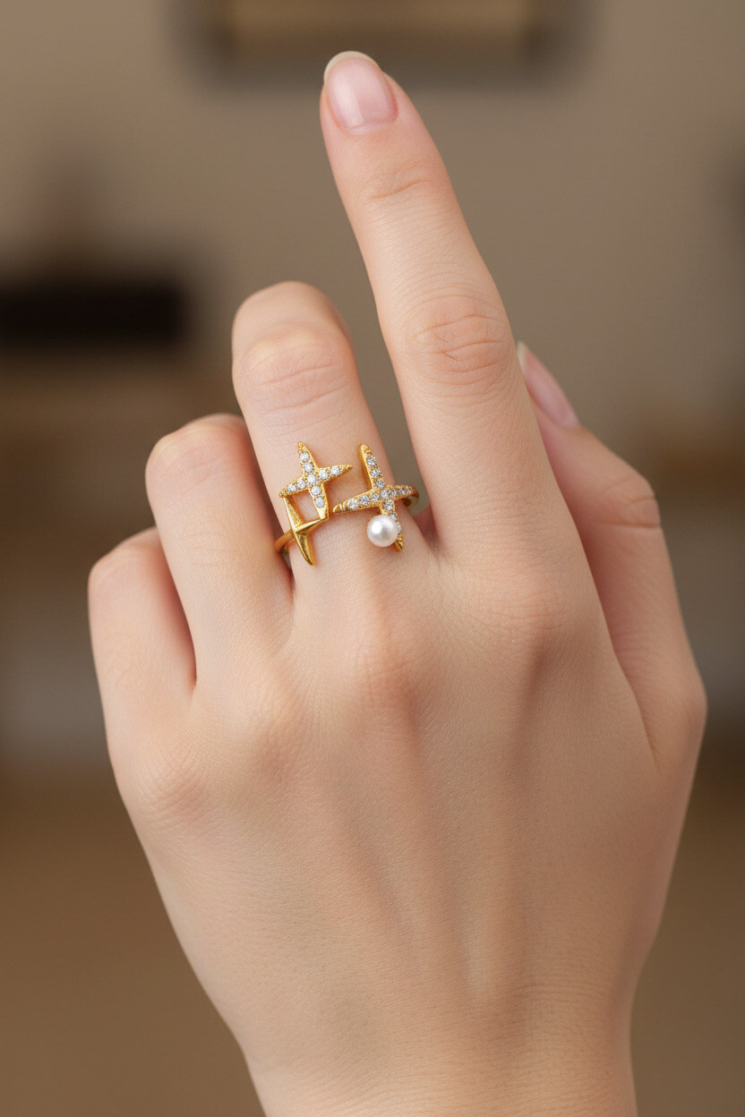 Mayorista Ella Ella - ANILLO ESTRELLA AJUSTABLE EN ACERO INOXIDABLE