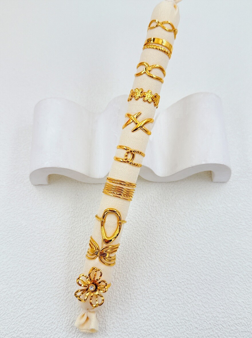 Wholesaler Ella Ella - SET OF 10 ADJUSTABLE STAINLESS STEEL RINGS ON DISPLAY