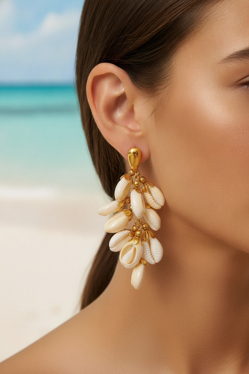 Grossiste Ella Ella - BOUCLE D'OREILLE COQUILLAGES EN ACIER INOXYDABLE