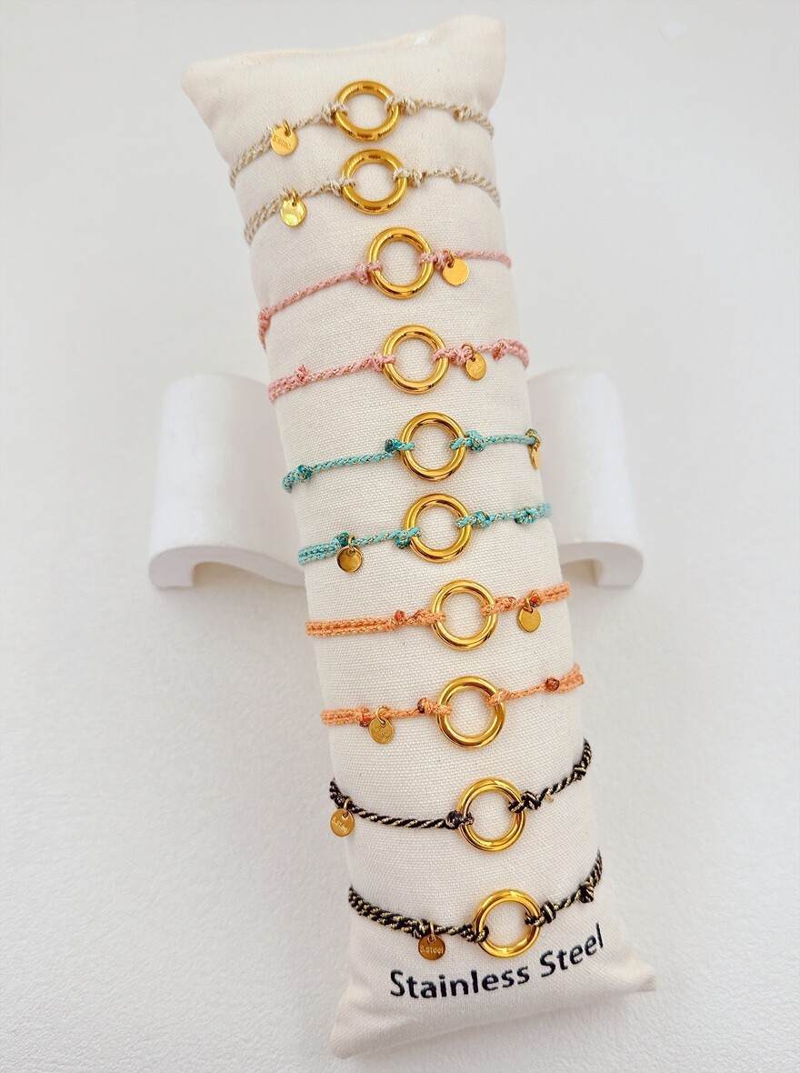 Mayorista Ella Ella - LOTE DE 10 PULSERAS DE ACERO INOXIDABLE SOBRE COJÍN