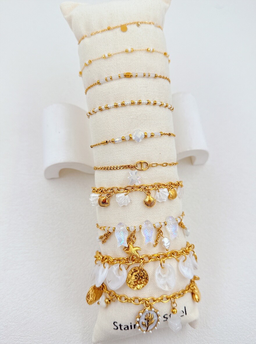Mayorista Ella Ella - LOTE DE 10 PULSERAS DE ACERO INOXIDABLE SOBRE COJÍN