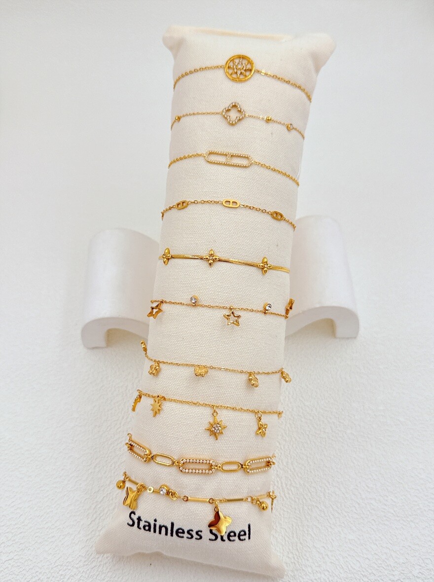 Wholesaler Ella Ella - SET OF 10 STAINLESS STEEL BRACELETS ON CUSHION