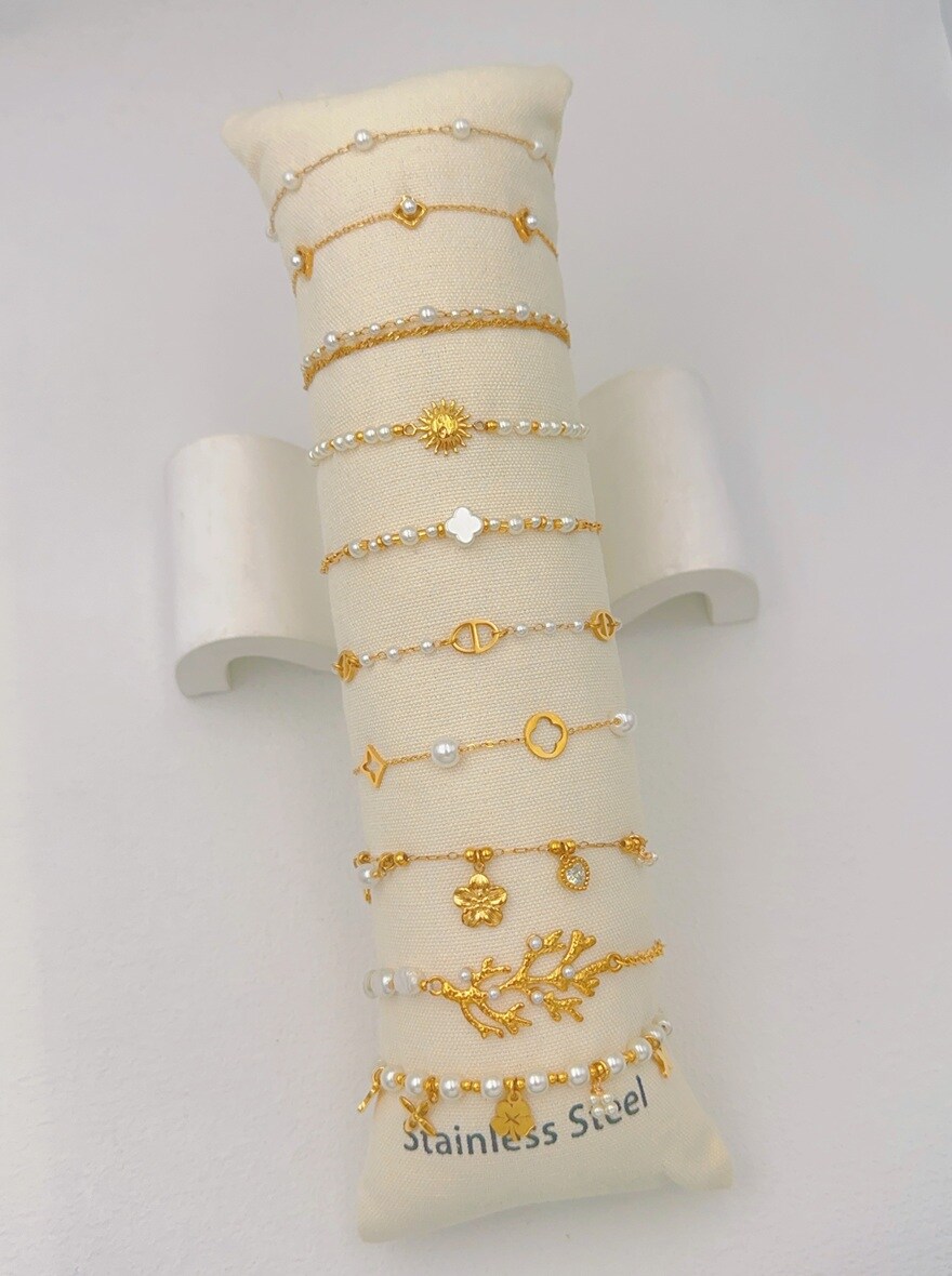 Wholesaler Ella Ella - SET OF 10 STAINLESS STEEL BRACELETS ON CUSHION