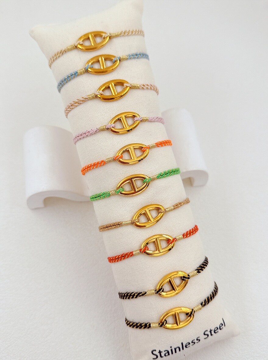 Mayorista Ella Ella - LOTE DE 10 PULSERAS DE ACERO INOXIDABLE SOBRE COJÍN