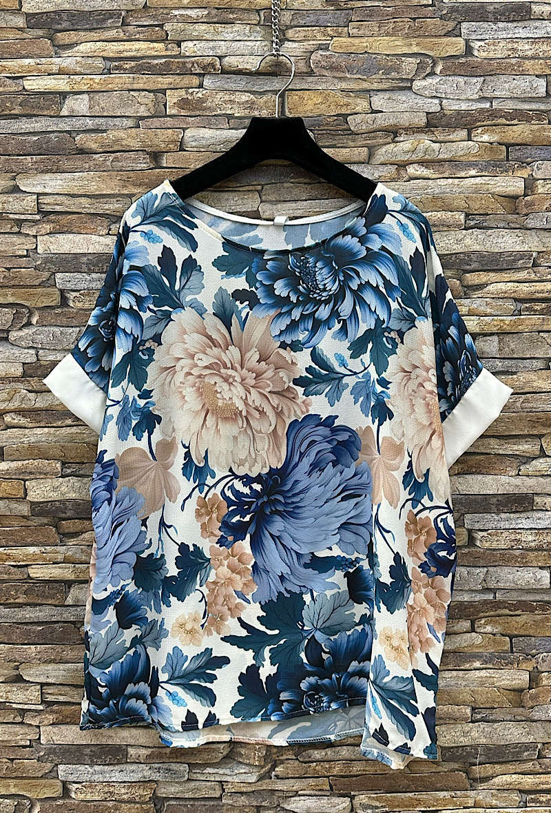Grossista Elle Style - blusa MAISSANE, fluida, stampata con collana