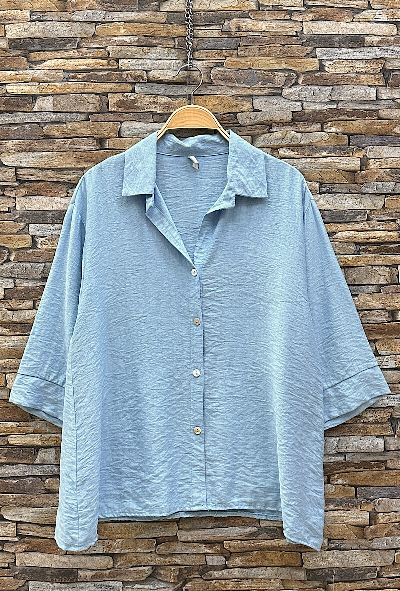 Wholesaler Elle Style - AURORE fluid blouse in linen-effect viscose, romantic and fluid with buttons