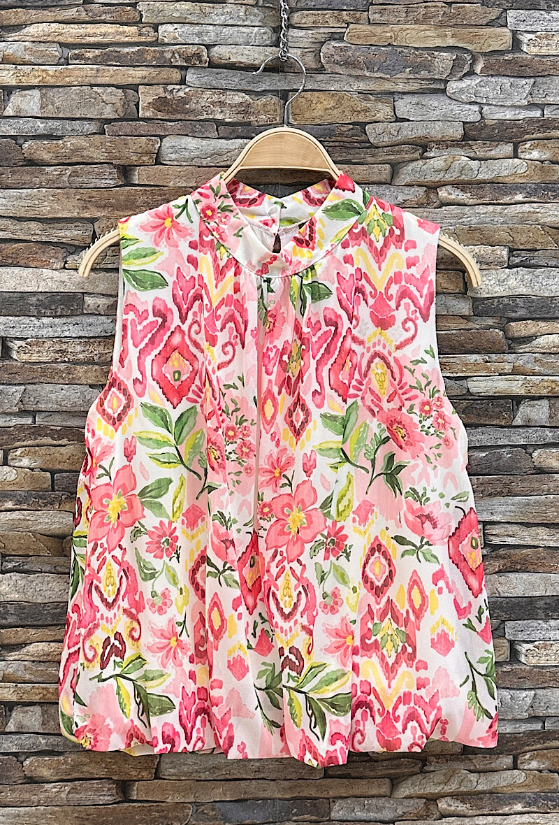 Grossista Elle Style - Blusa ANIELLY stampata, fluida, romantica, chic, di tendenza, fodera in viscosa