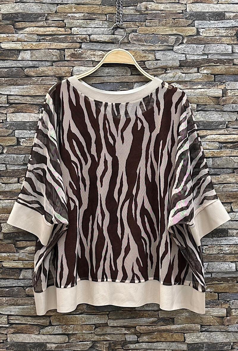 Grossiste Elle Style - Haut KENDAL Deux pièces , Motif imprimé avec détail simili cuir