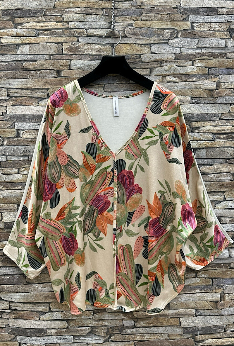 Grossiste Elle Style - Blouse POLENE imprimé en viscose satinée effet soie, fluide et romantique