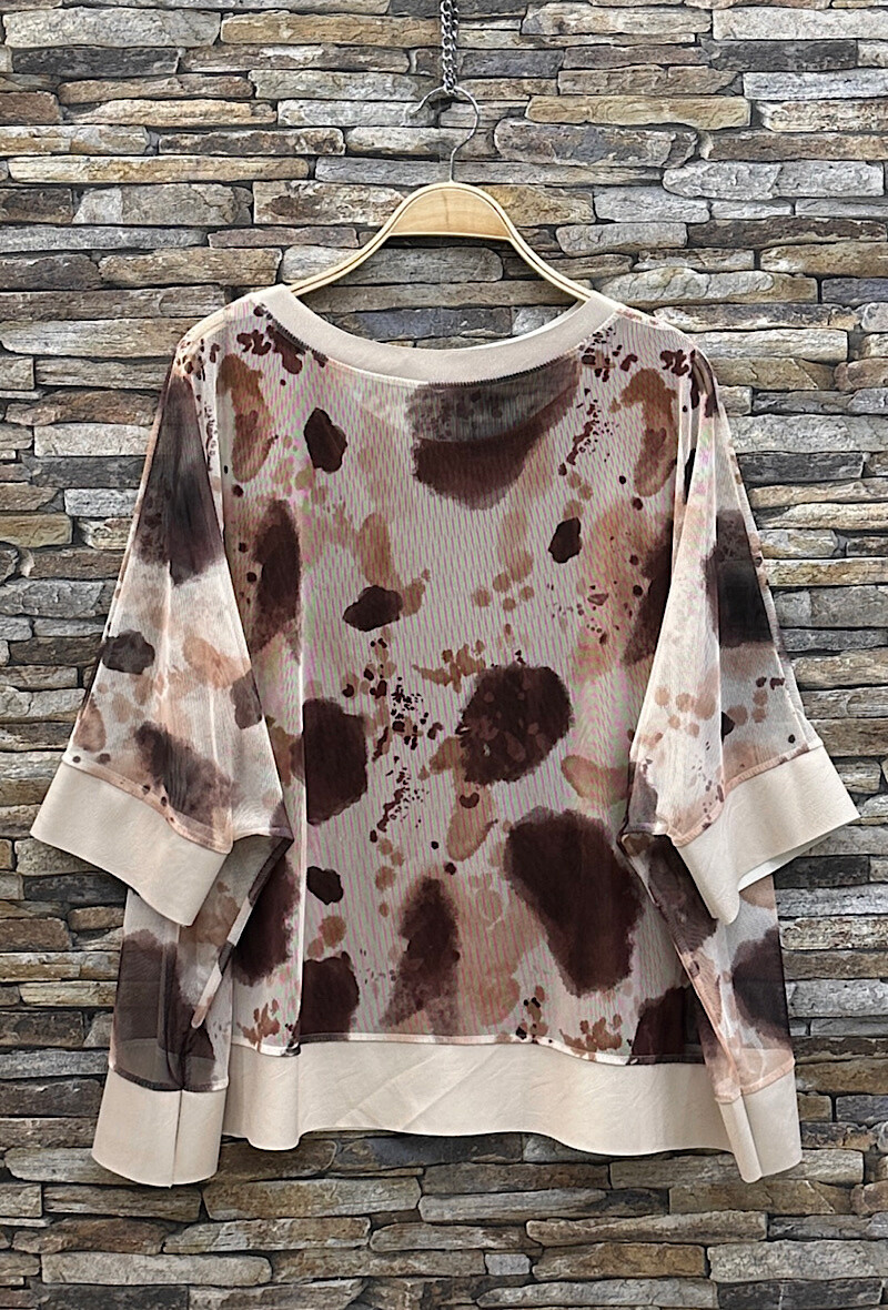 Grossiste Elle Style - Haut KENDAL Deux pièces , Motif imprimé avec détail simili cuir