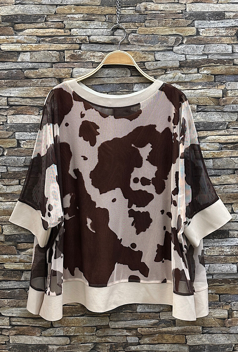 Grossiste Elle Style - Haut KENDAL Deux pièces , Motif imprimé avec détail simili cuir