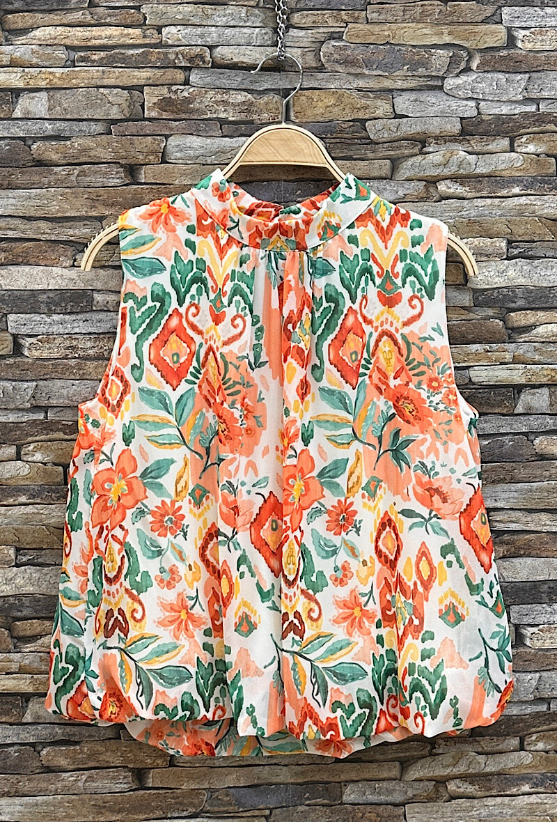 Grossista Elle Style - Blusa ANIELLY stampata, fluida, romantica, chic, di tendenza, fodera in viscosa