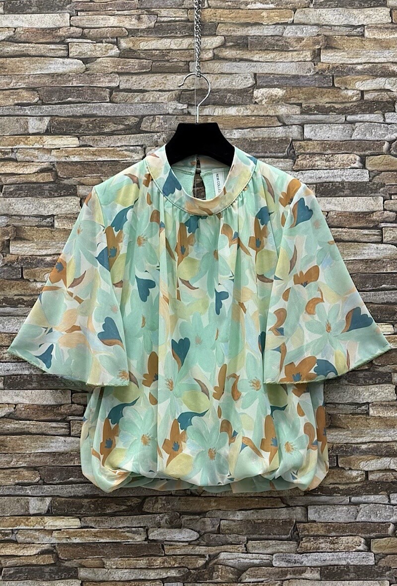 Mayorista Elle Style - Blusa AGNES estampada con mangas fluidas románticas, chic y a la moda con forro de viscosa