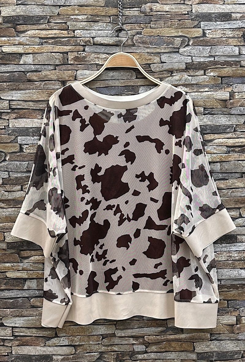 Wholesaler Elle Style - KENDAL Two-piece top, printed pattern with imitation leather detail.