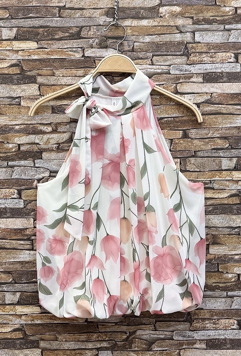 Mayorista Elle Style - Blusa ANAIS con cuello lavallière estampado, fluida y romántica, chic y a la moda con forro de viscosa