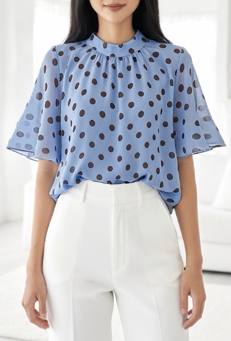 Mayorista Elle Style - Blusa AGNES estampada con mangas fluidas románticas, chic y a la moda con forro de viscosa
